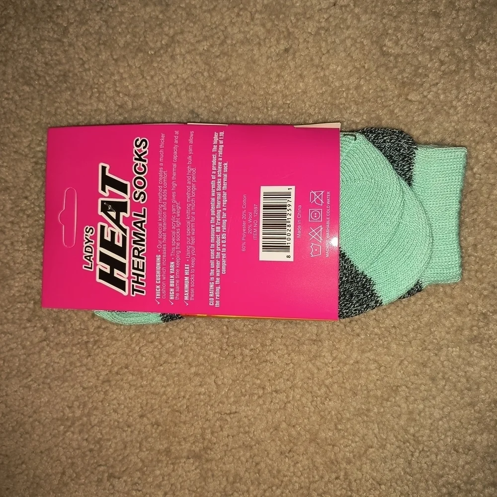 Thermal Crew-Length Socks in Gray and Green